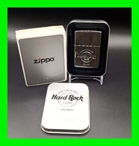 Vintage Chrome Zippo Hard Rock Cafe Orlando, FL Advertising Lighter w/ Tin &amp; Box - £38.94 GBP