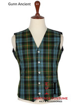 Scottish Gunn Ancient Tartan VEST 5 Buttons Formal Kilt WAISTCOAT Vest For Men&#39;s - £30.46 GBP