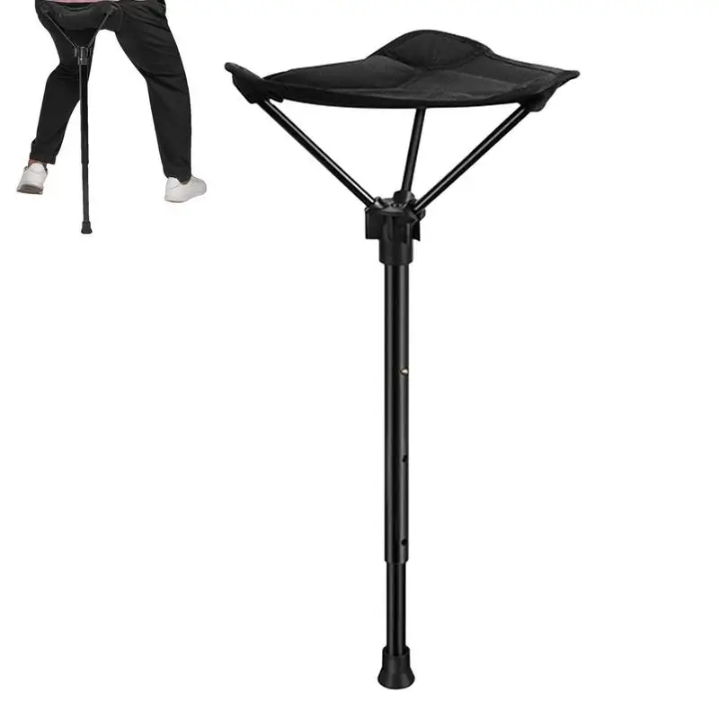 Folding Walking Stick Tripod Stool Adjustable Height Seat Stick Adjustable Seat - £18.63 GBP+