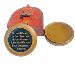 Poem Pocket Compass with Go Confidently Engraved II (Antique Brown Color) - £35.83 GBP