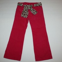 Gymboree Parisian Chic Girl&#39;s Pink Corduroy Pants with Leopard Print Belt size 5 - £9.90 GBP