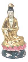 Vintage Chinoiserie Asian Gilt Buddha Porcelain Figure - $795.00