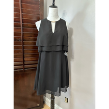 Tash + Sophie Womens Popover Blouson Dress Black Lined Sleeveless Chiffon S - £21.23 GBP