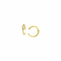 14K Solid Gold Diamond Ear Cuff Earrings - Minimalist Yellow - £219.01 GBP