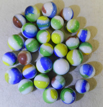 #18325m Vintage Group of 30 Marble King 3 Color Patch Marbles .61 to .72... - £31.06 GBP