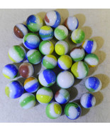 #18325m Vintage Group of 30 Marble King 3 Color Patch Marbles .61 to .72... - $39.59