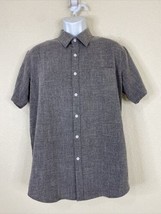 Coofandy Men Size M Gray Weave Pattern Button Up Shirt Short Sleeve Pocket - £5.75 GBP