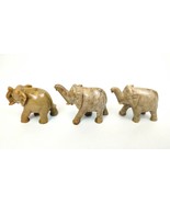 3 Onyx Marble Stone2&quot; Elephant Figurines Spirit Animal Good Luck Money T... - $74.24