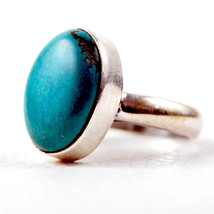 925 Sterling Silver Ring Natural Turquoise Gemstone Festival Wedding Gift RS1042 - £30.55 GBP+
