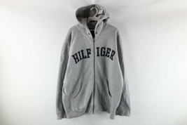 Vintage Tommy Hilfiger Mens XL Distressed Spell Out Block Letter Full Zip Hoodie - £47.67 GBP