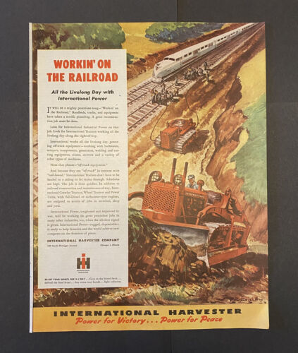 Vintage Print Ad International Harvester Mayfield Art Railroad 1945 13.5x10.5 IH - £11.64 GBP