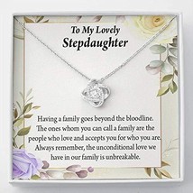 to My Stepdaughter Unbreakable Bond Message Card Necklace Love Knot Pendant Stai - £51.39 GBP