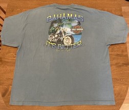 Vintage Harley Davidson Bahamas Bikers Paradise Blue Retro Graphic T-Shirt 3XL - £13.22 GBP