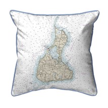 Betsy Drake Block Island, RI Nautical Map Small Corded Indoor Outdoor Pillow - £38.93 GBP