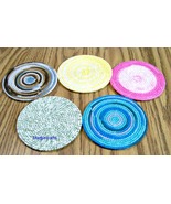Light Colored Coasters, Plastic Canvas, Handmade, Cross Stitch, Round, Summer - $18.00