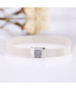 925 Sterling Silver Sparkling Clasp Mesh Reflexions Bracelet - $41.10 CAD