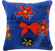 Tooth Fairy Pillow, Royal Blue, Daisy Print Fabric, Red Ribbon Bow Trim,... - $4.95