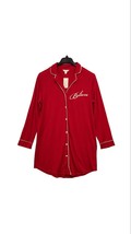 Charter Club Sleepshirt Womens Large Red  Graphic Print Notched Collar Button Up - £13.05 GBP