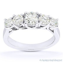 Forever ONE D-E-F Round Cut Moissanite 14k White Gold Trellis Wedding Ring Band - £712.29 GBP+