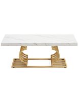 Elegant Faux Marble Coffee Table with Geometric Gold Frame - £944.29 GBP