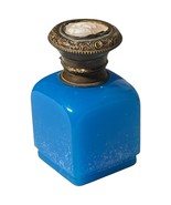Antique French Blue Opaline Glass Vanity Perfume Dresser Jar Cameo Inlai... - $192.06 CAD
