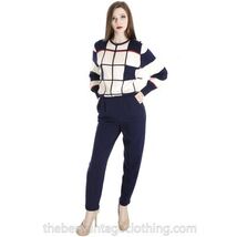 Antonella Preve Knit 1980s Vtg Designer COLORBLOCK Jumpsuit Red White &amp; ... - $172.71
