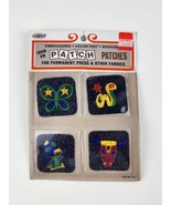 Vintage 1970&#39;s Set 4 iron-on patches Mushroom Butterfly Bull Snake 1.75&quot;... - £11.09 GBP