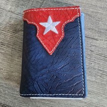 Twisted X Tri Fold Wallet Distressed Blue Red Leather Embroidered Star XWW-85T - £30.51 GBP