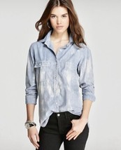 Rag &amp; Bone Trail Shirt Tie Dye Shirt SMALL Long Sleeve Women Bleached Bl... - $14.99