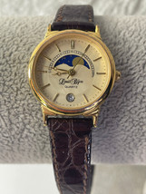 Louis Bÿou Moon Phase Ladies Quartz Wristwatch Goldtone White Dial Needs... - $133.65