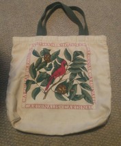 Cardinals Canvas Tote Bag Bookbag Cardinal in Hickory Tree Branch 16x13 - £11.28 GBP