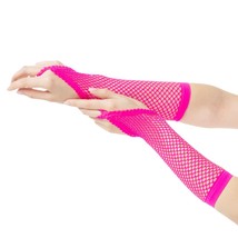 Hot Pink Fishnet Ring Arm Warmer Lolita Diva Gaga Finger Loop Mesh Costume Glove - £5.32 GBP