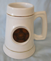 Heavy Beer Mug Made in USA Secret Service Bronze Inlay - $24.74