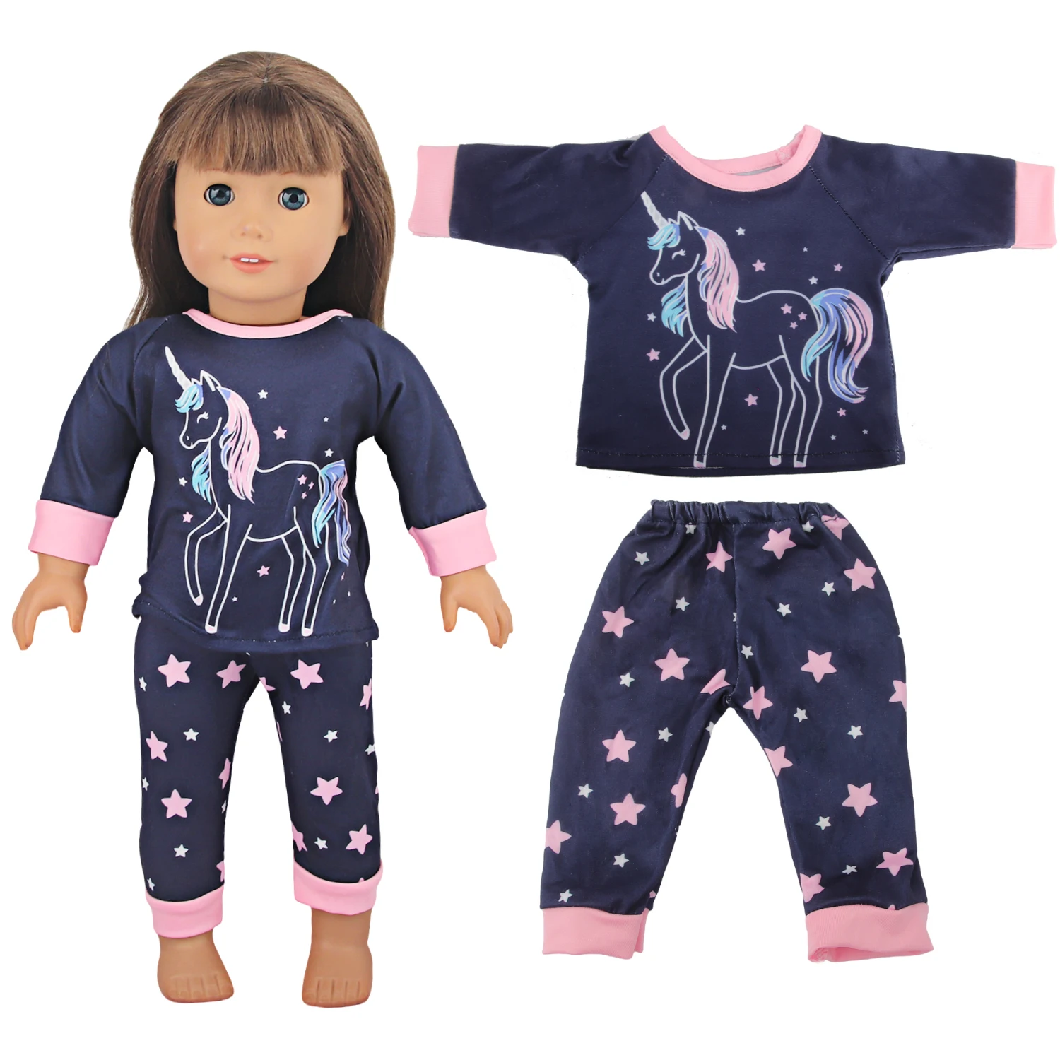 Play Doll Clothes Pajamas  For 43cm Baby New Born&amp;American 18 Inch Girl Doll Uni - £23.23 GBP