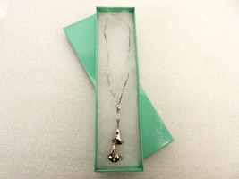 21" AVON Silver Tone Necklace, Lariat Lily Tassels, Curb Link Chain, JWL-115 - $9.75