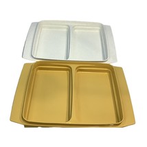 2 Vintage Tupperware Divided Tray Gold Gray Speckled #723-4 Egg Keeper Container - £14.70 GBP