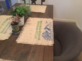 Coffee Beans Bag Burlap Placemats with frayed edges, Set of 4, Burlap Placemats - £19.78 GBP