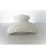 Large white and silver acrylic hair claw clip with faux pearls - £11.18 GBP
