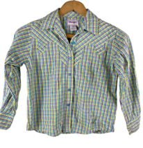 Wrangler Medium 8 Girls Shirt Top Button Down Western Rhinestone Studded Plaid - £26.48 GBP