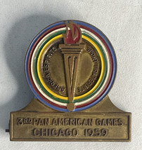 Vintage 1959 3RD Pan American Chicago Games Pin Ribbon Holder - £13.89 GBP