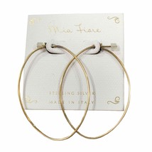 Mia Fiore Gold over SS Silver Oval Hoop Earrings 2.25&quot;L f/ Pierced Ears Italy - £22.71 GBP
