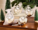 Set of 4 Illuminated Snowflake Glass Ornaments by Valerie in Silver - $193.99