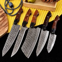 CUSTOM HANDMADE DAMASCUS STEEL CHEF KNIFE SET KITCHEN KNIVES CHEF SET CU... - $88.21