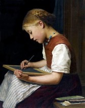 Art Schoolgirl with Homework by Anker. Oil Painting Giclee Print Canvas - £6.73 GBP+