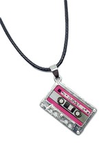 Tape Cassette Pendant Necklace Audio Love 80&#39;s Cord Lace Nostalgic Jewellery - £4.15 GBP