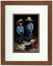 We&#39;re In Trouble Again by Jack Sorenson Little Cowboys Western Matted &amp; Framed - £47.47 GBP
