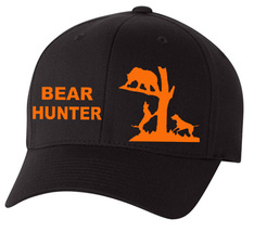 Cap Hat Black Solid Back Bear Hunter Embroidered - $20.00