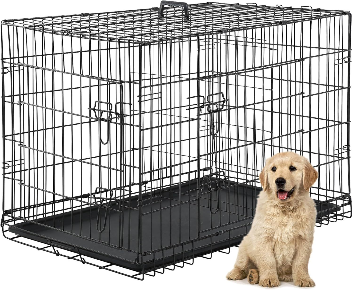 Picture of Yucca Metal Double Door Folding Wire Pet Crate With Divider, Removable ...