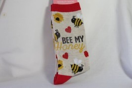 Ladies Novelty Socks 1 pr. (new) Crew BE MY HONEY - RED HEARTS &amp; HONEY BEES - £7.10 GBP