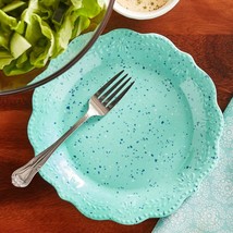 Four (4) Pioneer Woman ~ Juliette ~ Teal ~ 8.7&quot; Dia. Melamine Salad Plates - £23.74 GBP